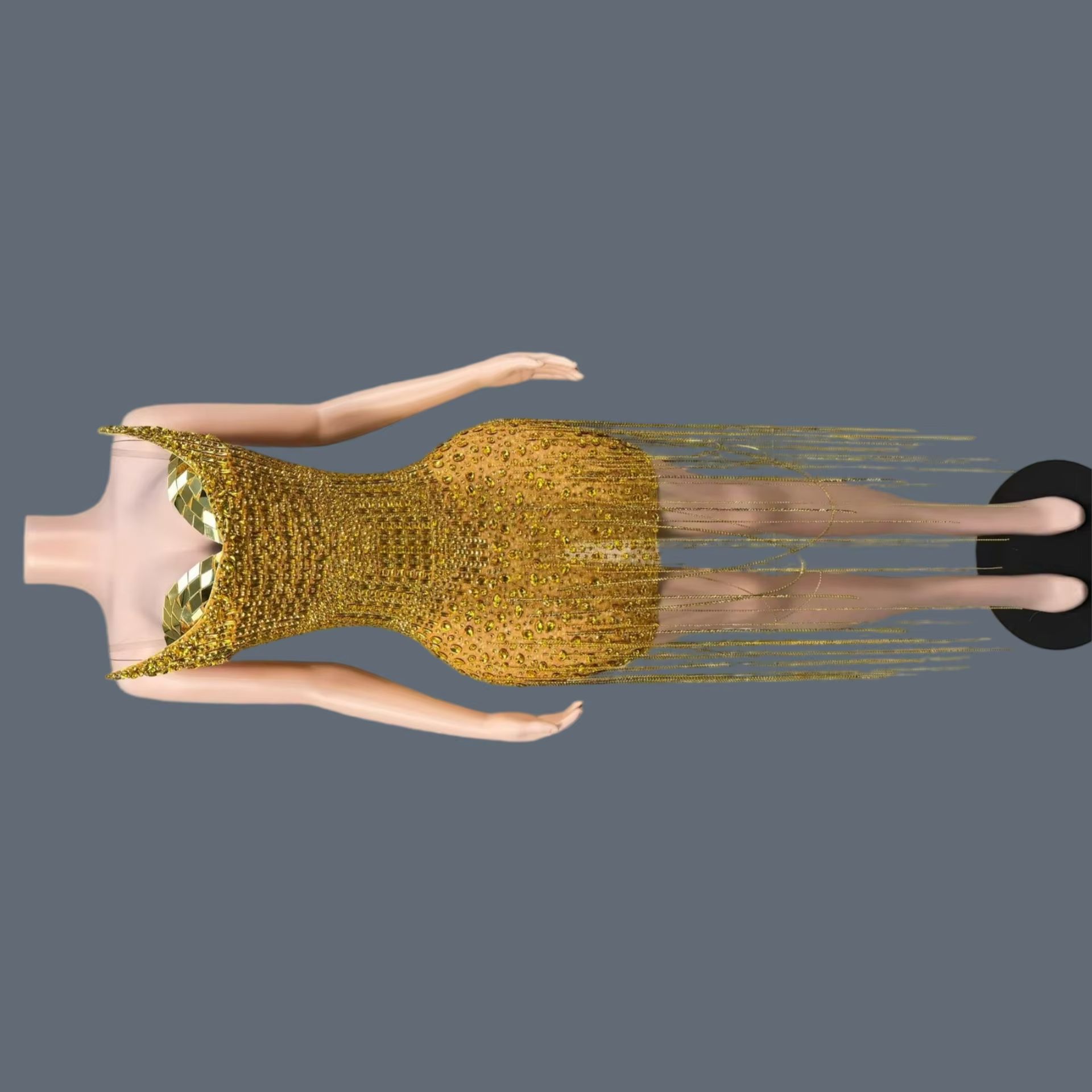 Sparkly Rhinestone Club Party Dress - 생일 파티를 위한 화려한 금색 칵테일