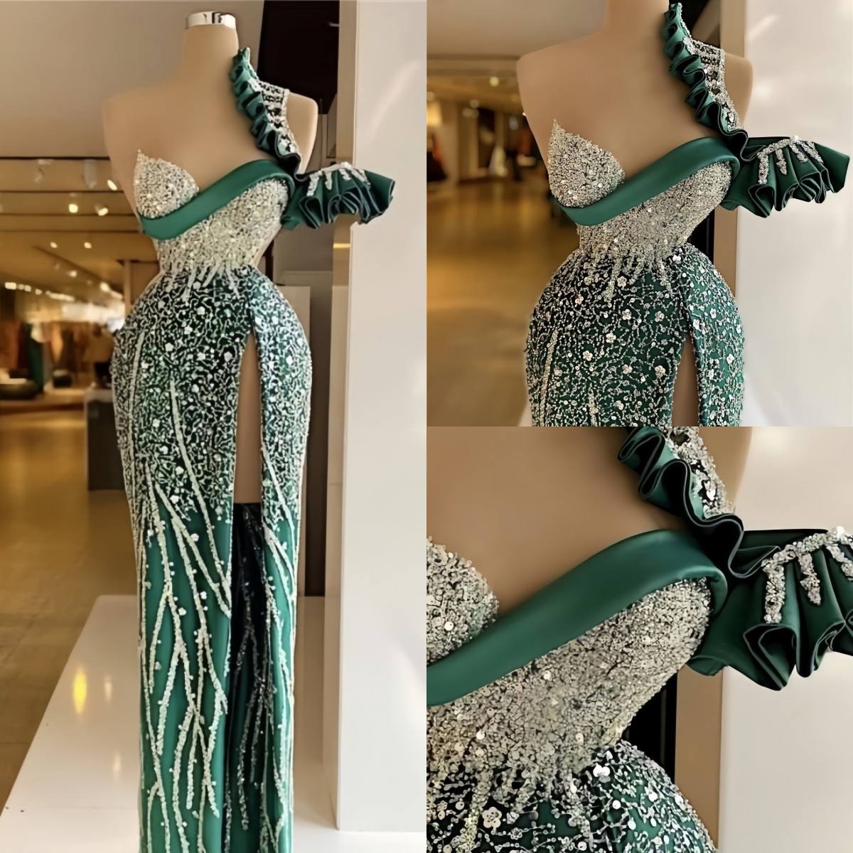 Elegant Satin Evening Gown Split - 우아한 인어 이브닝 드레스 한 어깨