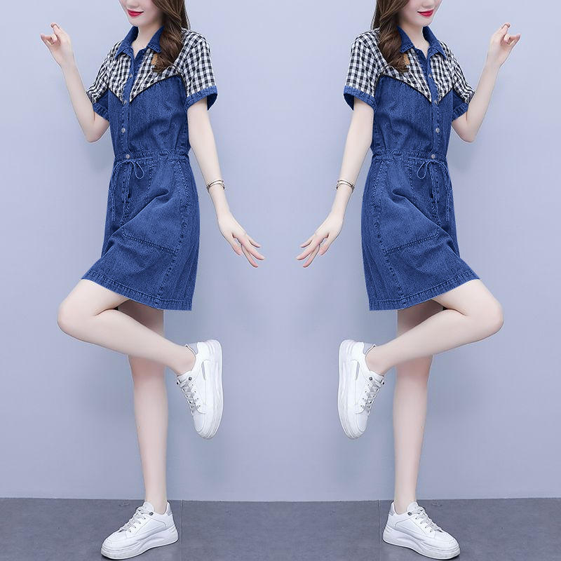 Korean Style A Line Shirt Dress - 플러스 사이즈 여성 패션 셔츠 칼라