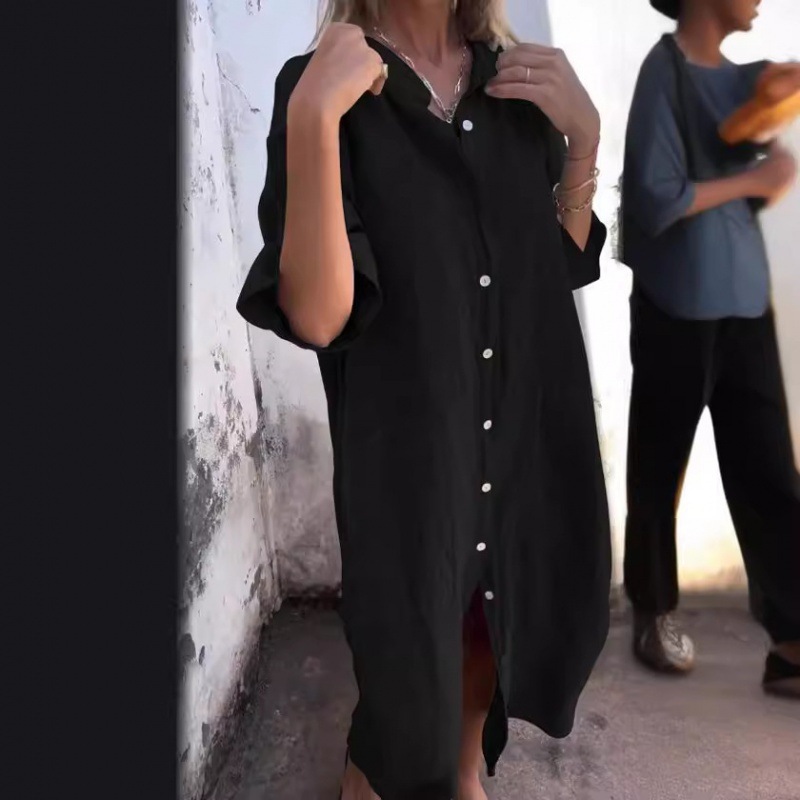 2026 여성용 올드머니 셔츠 드레스 루즈핏 버튼 포켓 - Casual Loose Linen Shirt Dress 리뷰 및 가격