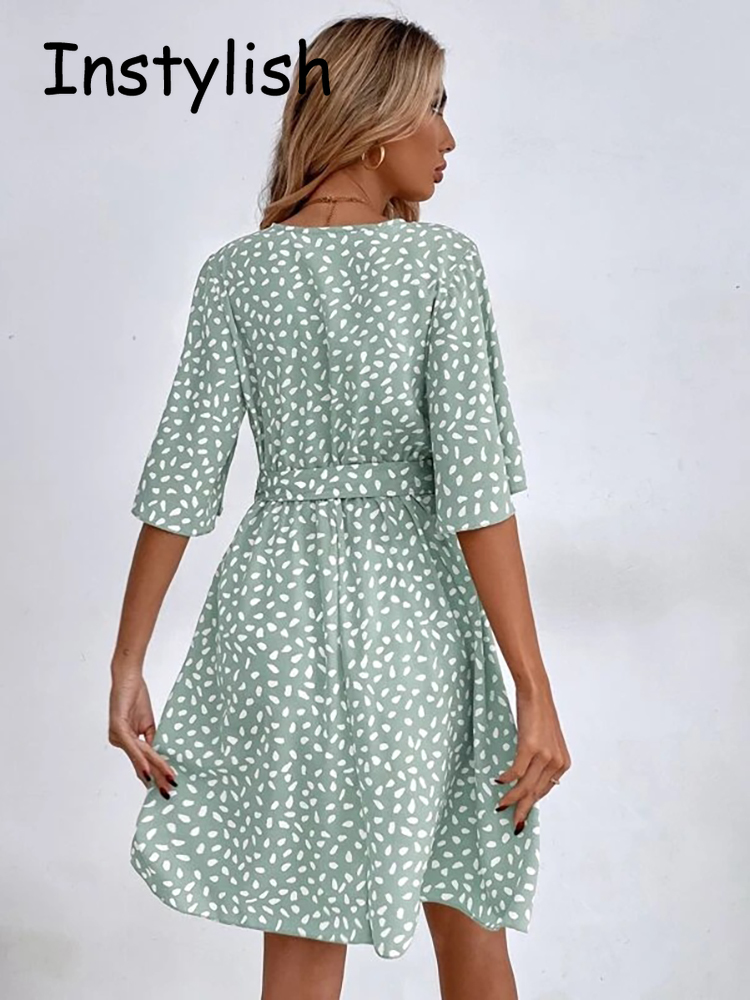 캐주얼 도트 프린트 미니 드레스 벨트, 우아한 시크 반 - French Vintage Floral Midi Dress 리뷰 및 가격