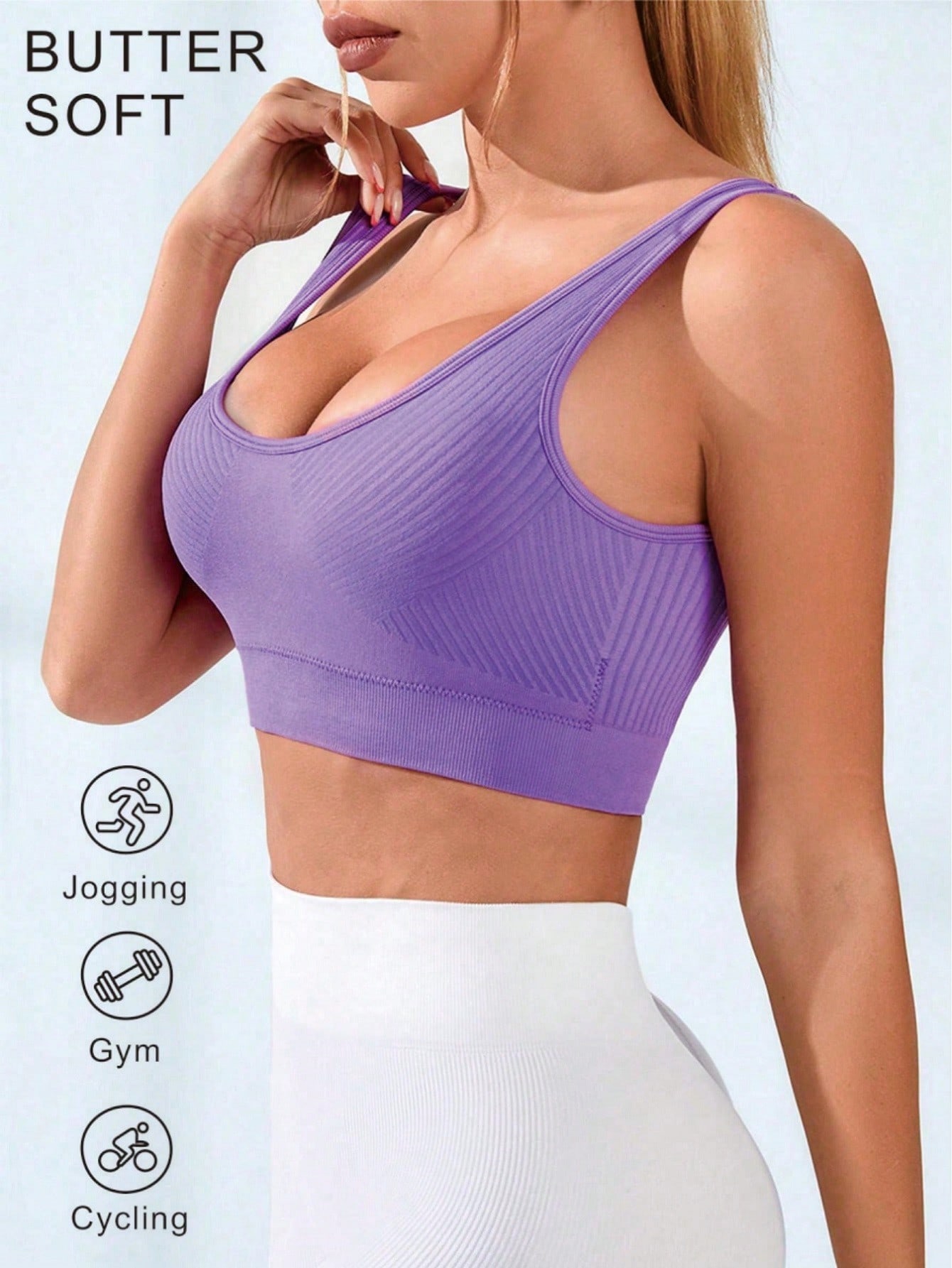 여성용 골지 U넥 스포츠 브라 심리스 와이드 스트랩 요 - Seamless Ribbed Workout Tank Top 리뷰 및 가격