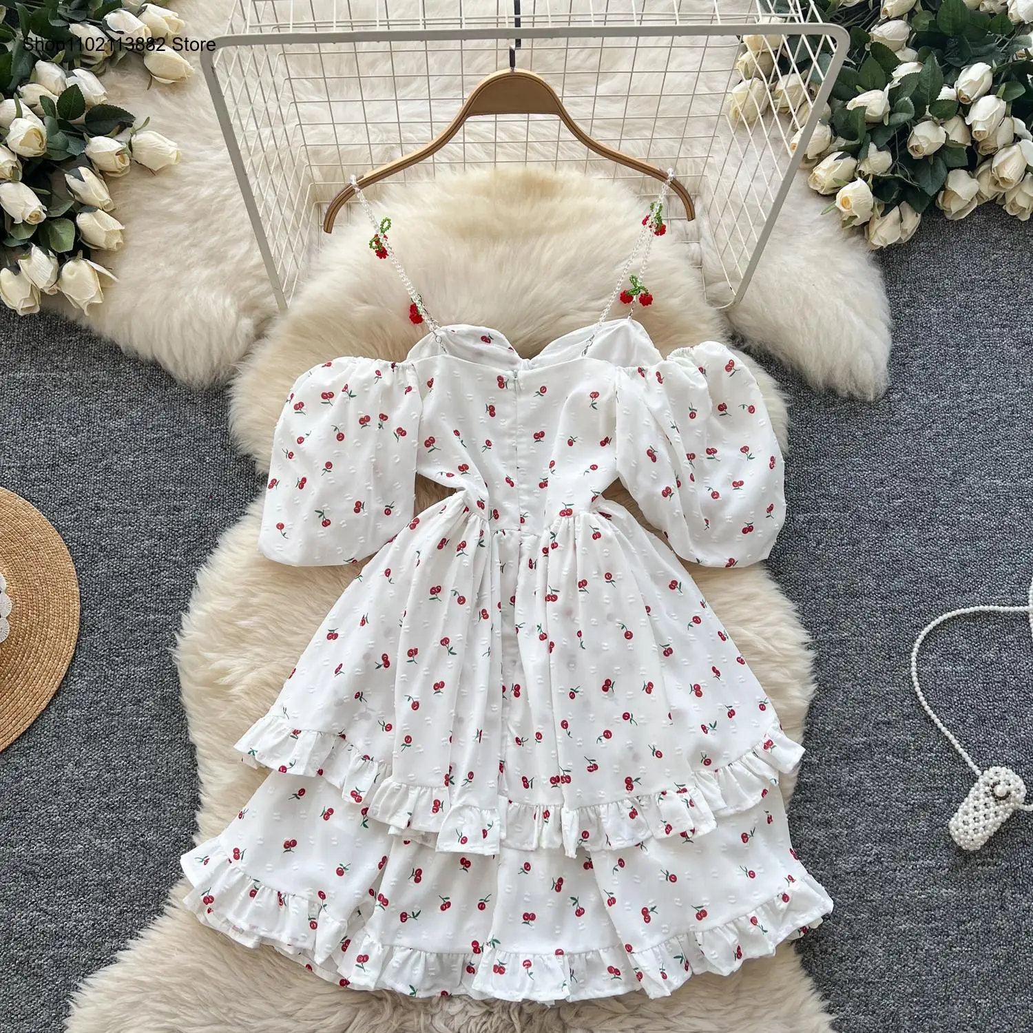 퍼프 소매 오프숄더 프린트 스위트 드레스 A라인 스트랩 - Off Shoulder Puff Sleeve Sundress 리뷰 및 가격