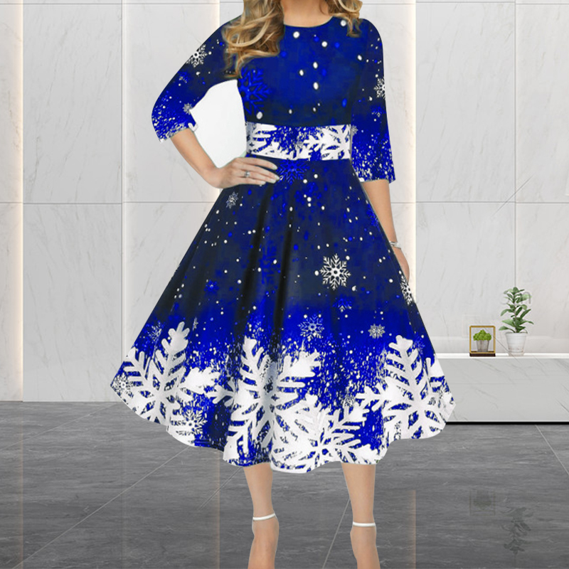 겨울 크리스마스 드레스 여성 빈티지 가운 스윙 우아한  - French Vintage Floral Midi Dress 리뷰 및 가격