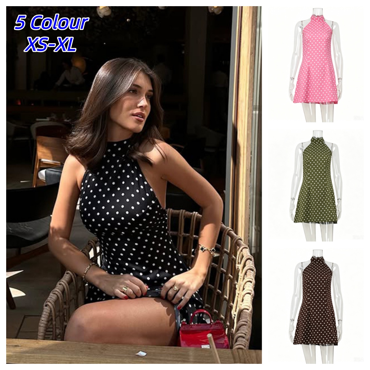 Y2K 섹시한 레트로 폴카 도트 프린트 홀터 드레스 여 - Y2K Backless Halter Mini Dress 리뷰 및 가격