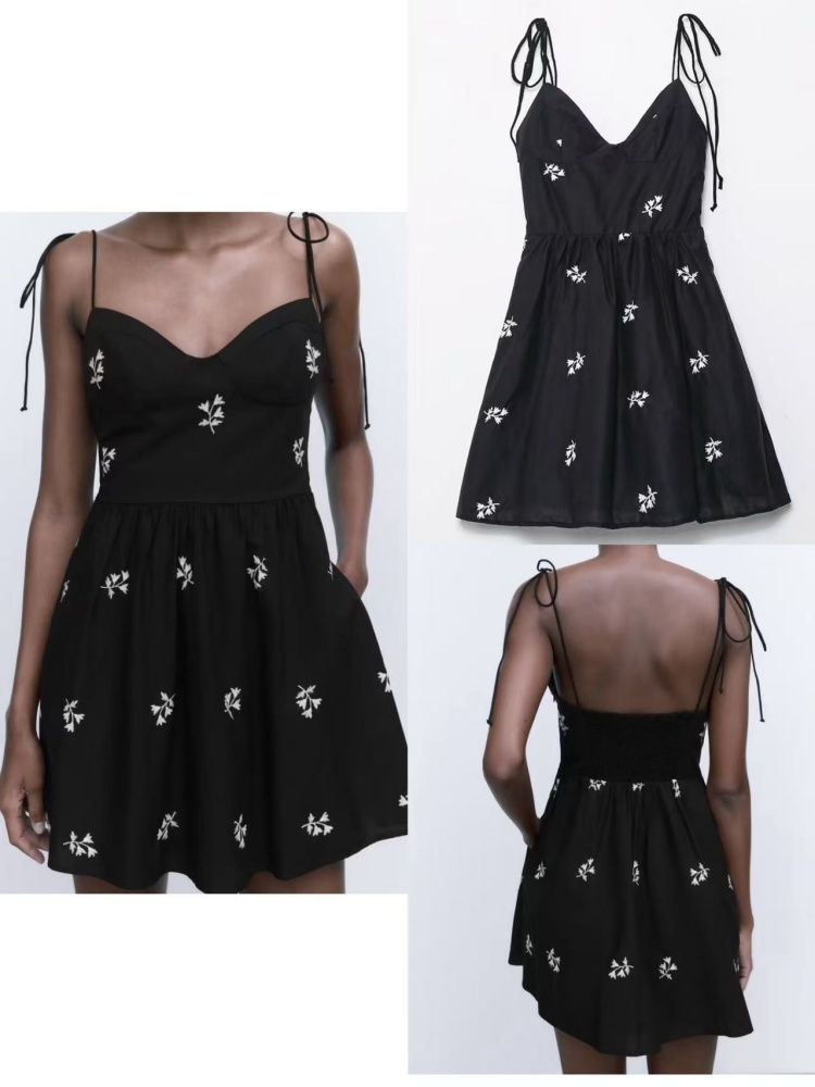 여성용 블랙 드레스, 태피터, 꽃무늬 자수, 짧은 요정 - French Vintage Floral Midi Dress 리뷰 및 가격