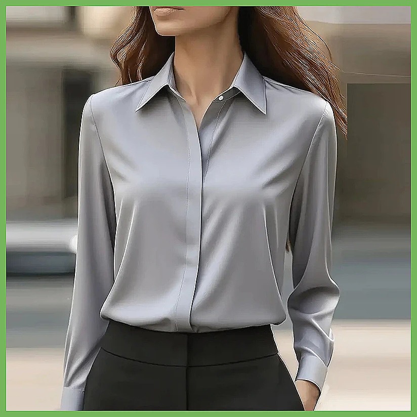 새로운 여성용 오피스 블라우스 긴팔 턴다운 칼라 포멀  - Blouses 리뷰 및 가격