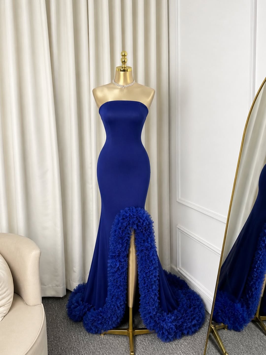 맞춤형 고급스럽고 우아한 이브닝 가운 드레스, 새틴 머 - Elegant Satin Evening Gown Split 리뷰 및 가격