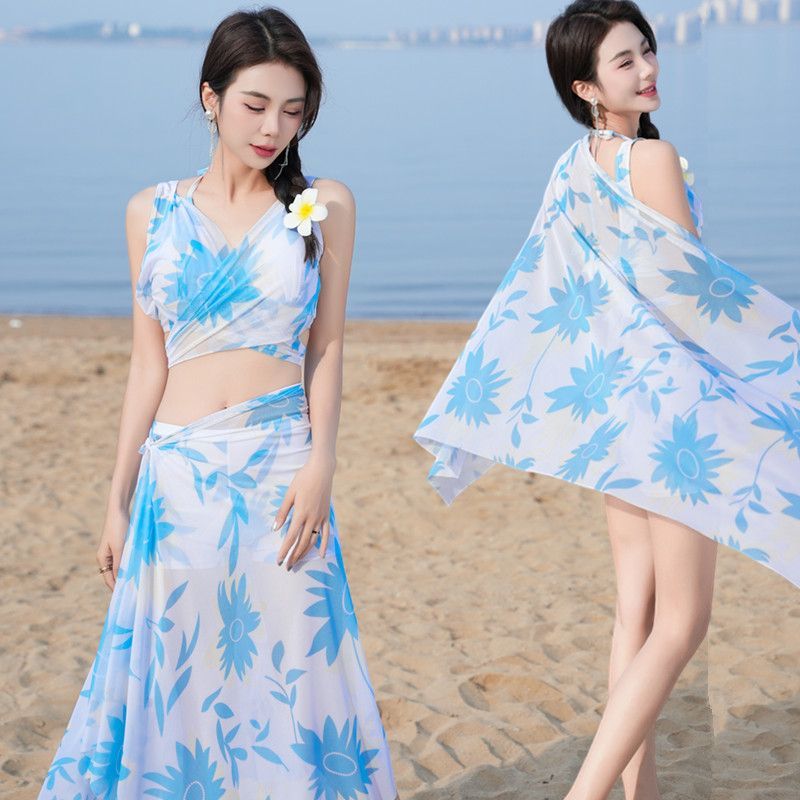 새로운 패션 트라이앵글 비키니 3종 수영복 여성 쉬폰  - Skirts 리뷰 및 가격