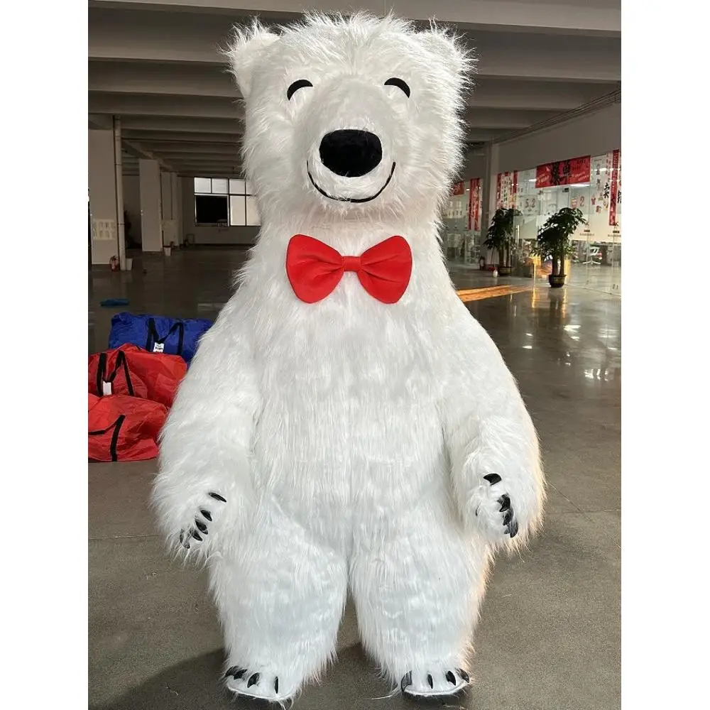 거대한 흰색 북극곰 인형 의상, 웃는 얼굴, 털이 달린 - Dresses 리뷰 및 가격