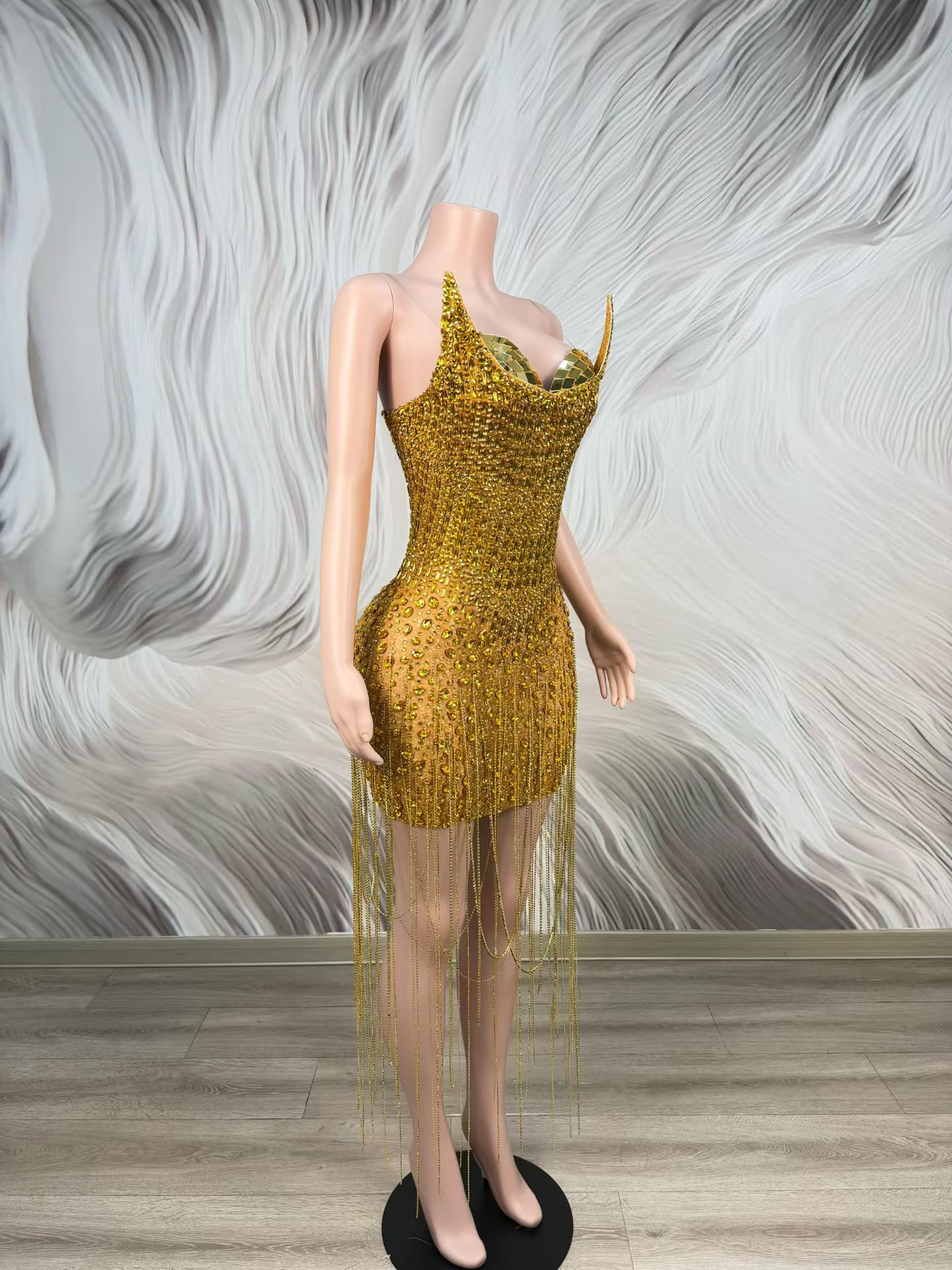 생일 파티를 위한 화려한 금색 칵테일 드레스, 반짝이는 - Sparkly Rhinestone Club Party Dress 리뷰 및 가격