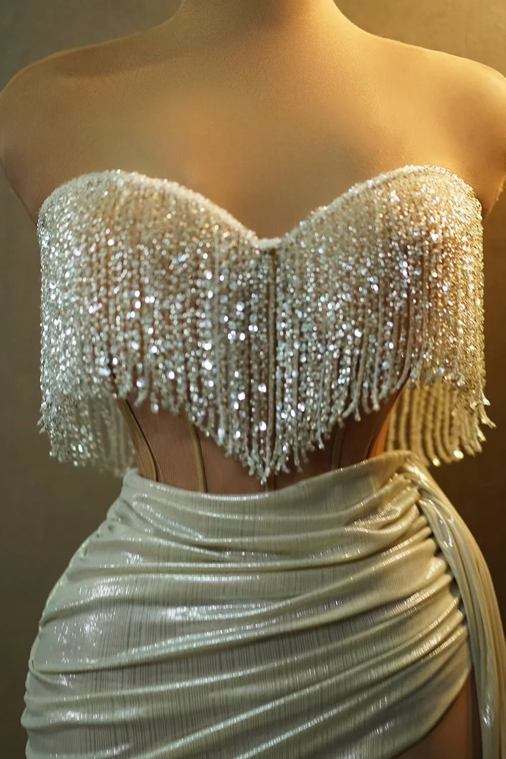 반짝이는 라인스톤 체인 태슬 스트랩리스 럭셔리 미니 드 - Sparkly Rhinestone Club Party Dress 리뷰 및 가격