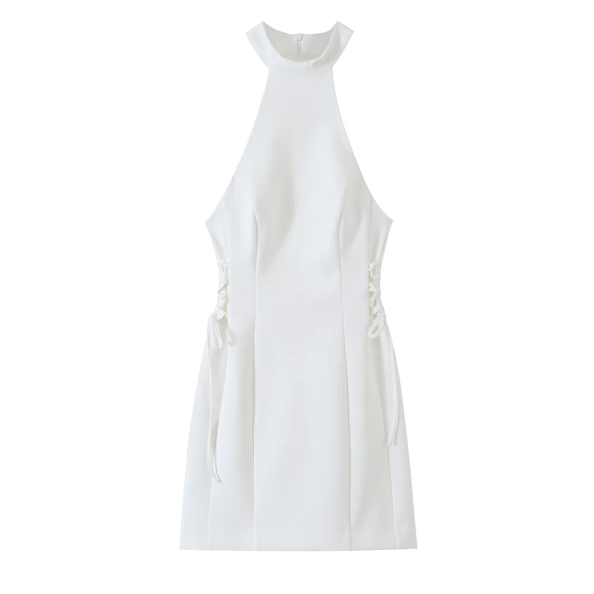 여성 화이트 하이 넥 홀터 미니 드레스 사이드 드로스트 - Y2K Backless Halter Mini Dress 리뷰 및 가격
