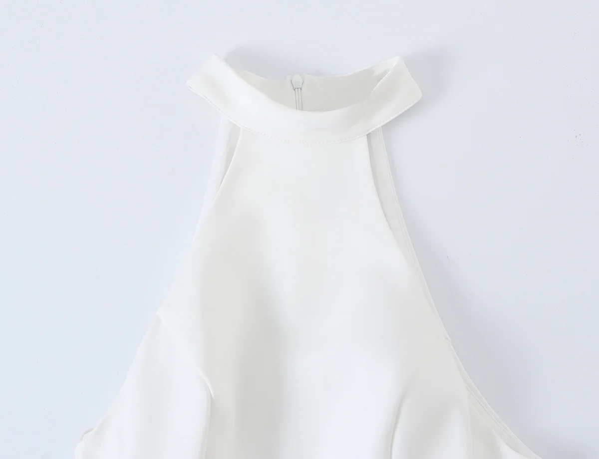 여성 화이트 하이 넥 홀터 미니 드레스 사이드 드로스트 - Y2K Backless Halter Mini Dress 리뷰 및 가격
