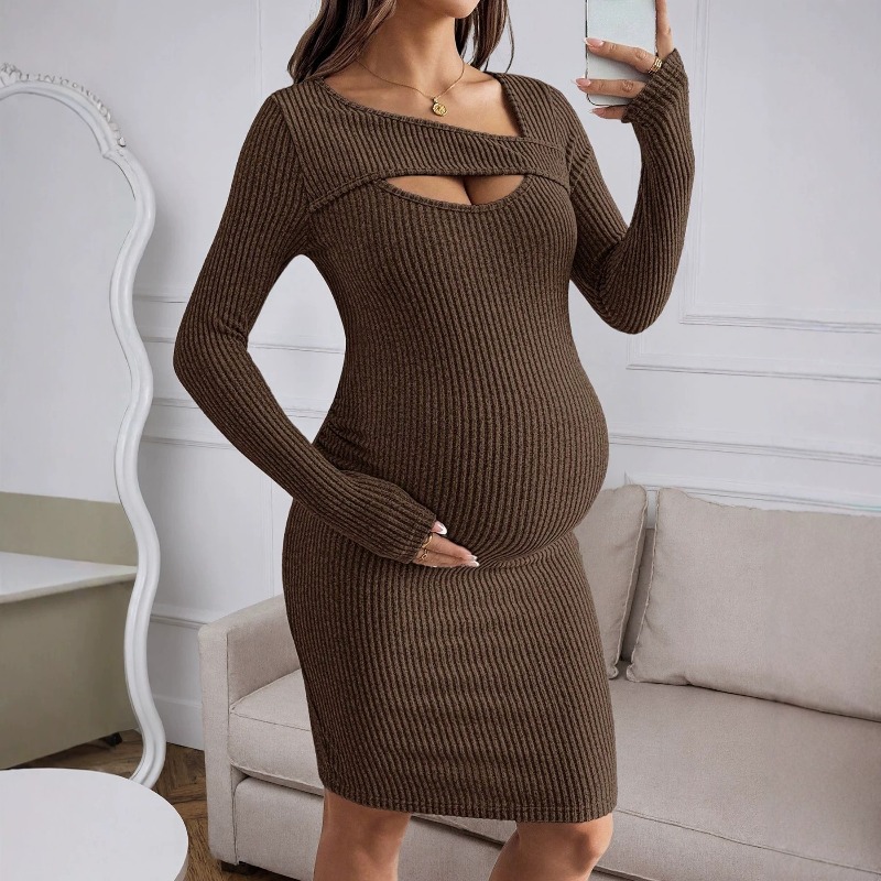 임산부 의류 긴소매 리브드 드레스, 임신부를 위한 홀아 - Bodycon Long Sleeve Ribbed Dress 리뷰 및 가격