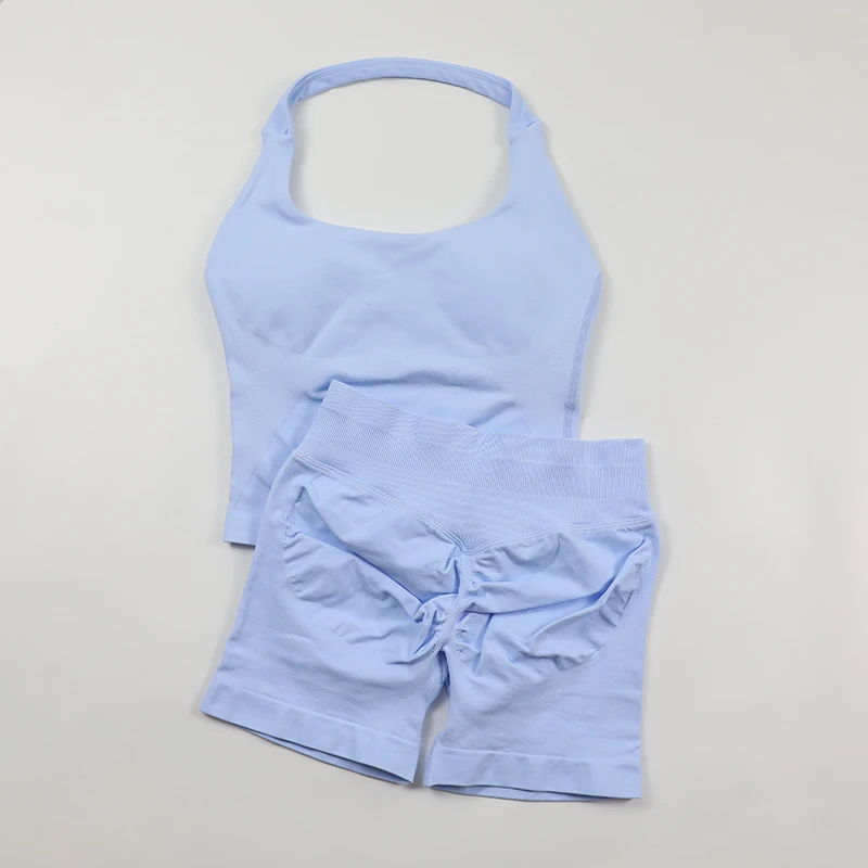 심리스 요가 세트 여성용 백리스 홀터 탱크탑 리브드 허 - Seamless Ribbed Workout Tank Top 리뷰 및 가격