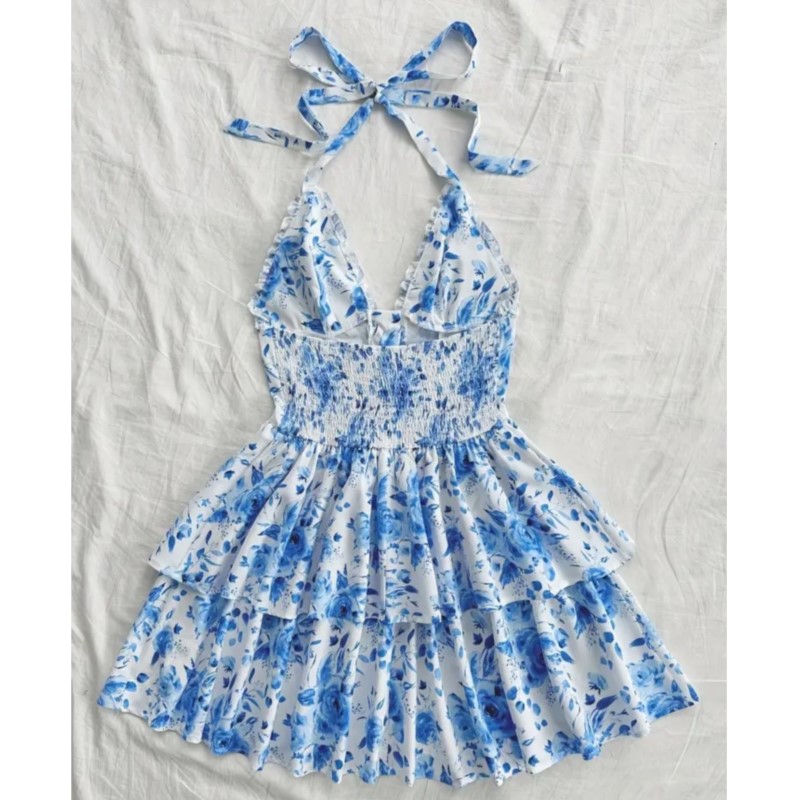 여성 휴가 스타일 레트로 짧은 드레스 패션 수채화 장미 - French Vintage Floral Midi Dress 리뷰 및 가격