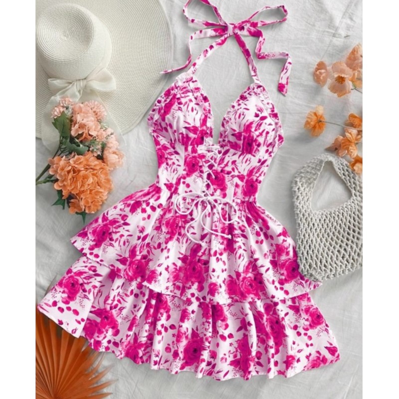 여성 휴가 스타일 레트로 짧은 드레스 패션 수채화 장미 - French Vintage Floral Midi Dress 리뷰 및 가격