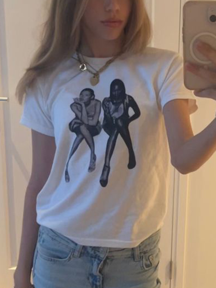 그래픽 프린트 빈티지 크롭탑 Y2k 의류, 미적 여름  - Y2K Graphic Baby Tee Crop 리뷰 및 가격