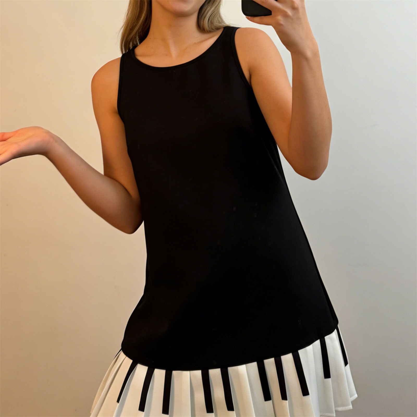 여성 Y2K 피아노 키 플리츠 미니 드레스 빈티지 음악 - Y2K Backless Halter Mini Dress 리뷰 및 가격