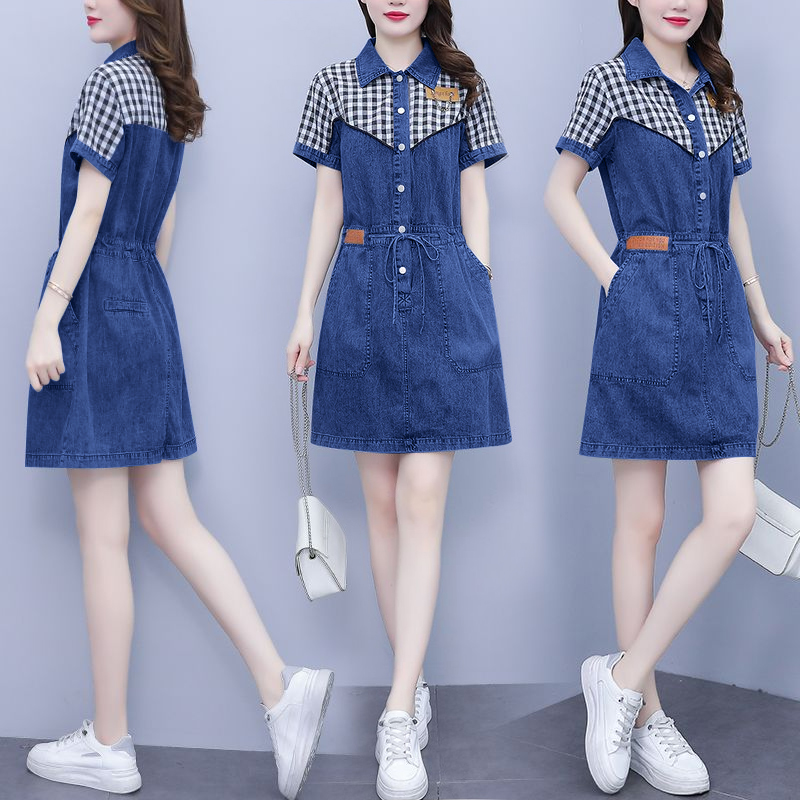 플러스 사이즈 여성 패션 셔츠 칼라 프린트 패치워크 슬 - Korean Style A Line Shirt Dress 리뷰 및 가격
