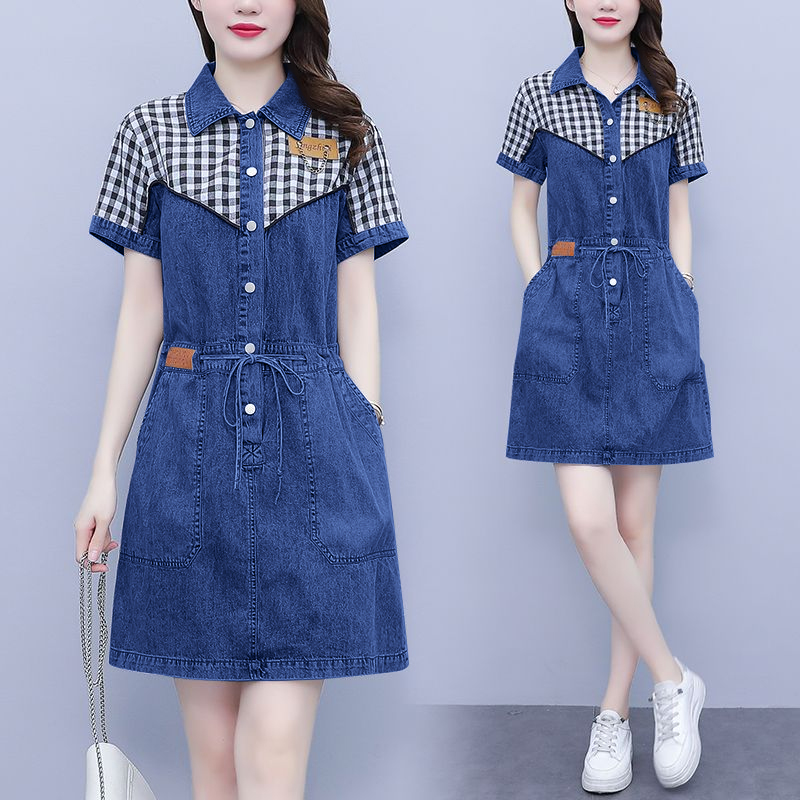 플러스 사이즈 여성 패션 셔츠 칼라 프린트 패치워크 슬 - Korean Style A Line Shirt Dress 리뷰 및 가격