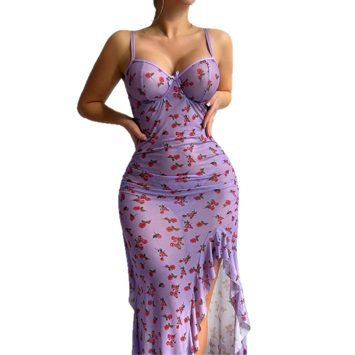 시스루 메쉬 소재의 플러스 사이즈 섹시 란제리, 보라색 - Sexy Mesh Sheer Bodycon Dress 리뷰 및 가격